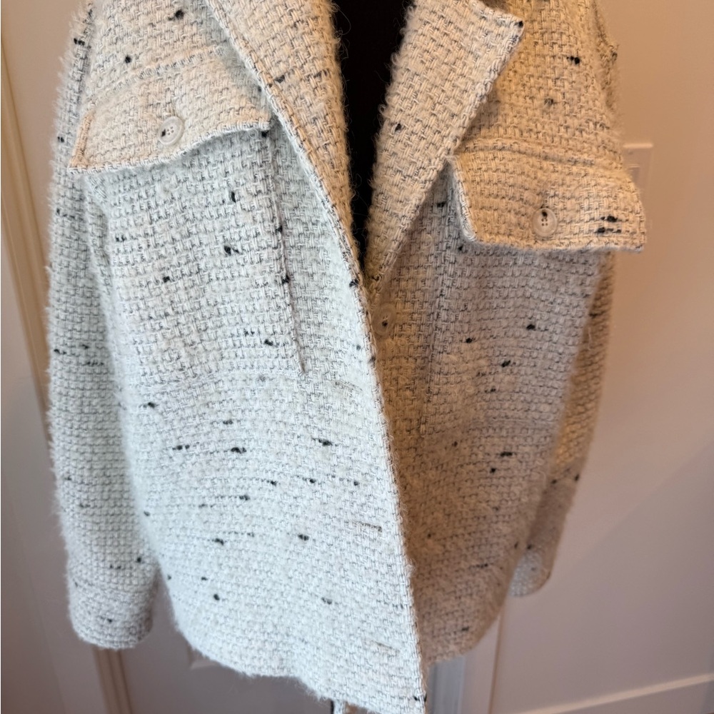 Anine Bing Cream Tweed Oversized Jacket with Black Flecks